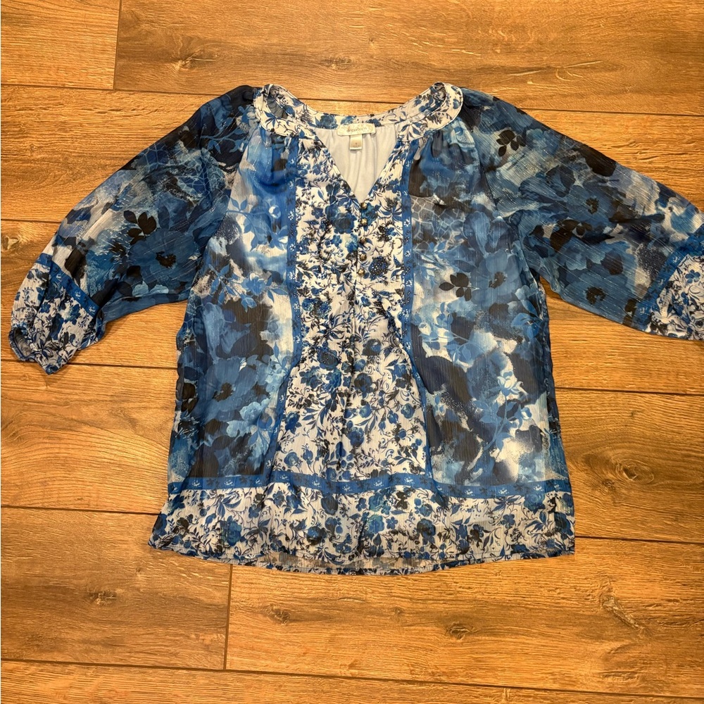 Dress Barn Floral Blue Women's Top
